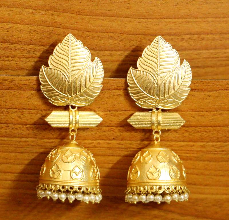IndianTraditional Pearl Gold Plated Jhumka Earrings Ethnic Fashion  JewelrySet | eBay